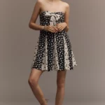 Strapless Bow-Front Swing Mini Dress Thumbnail 1