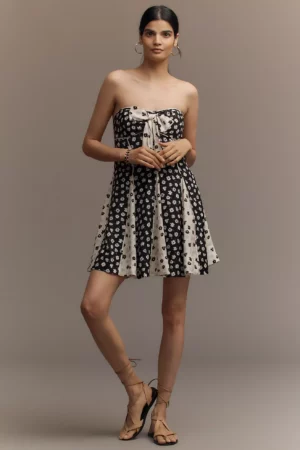MAEVE Strapless Bow-Front Swing Mini Dress