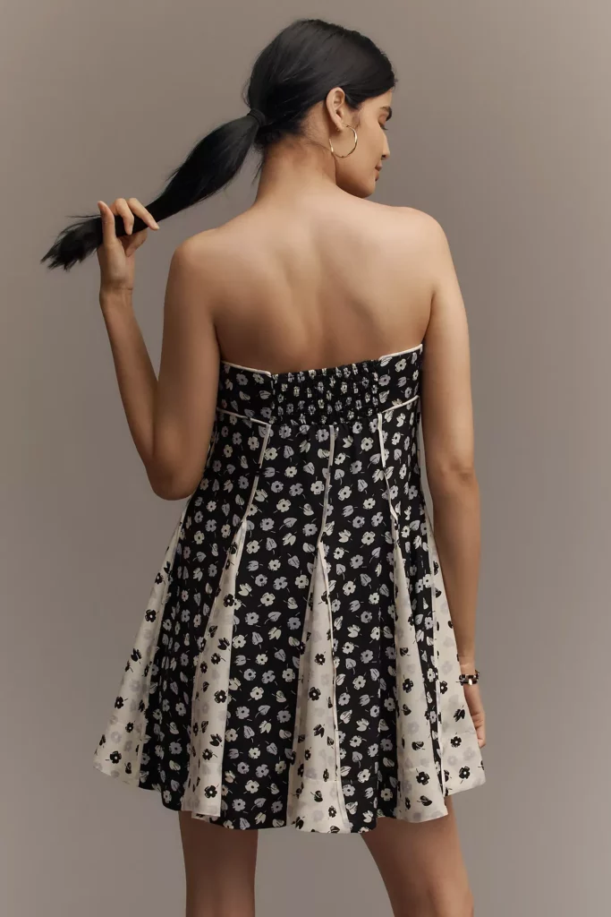 Strapless Bow-Front Swing Mini Dress Full Size Image 2