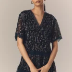 V-Neck Lurex Tiered Mini Dress Thumbnail 3