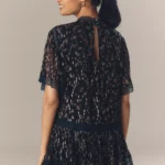 V-Neck Lurex Tiered Mini Dress Thumbnail 4