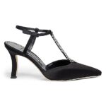 Sufik Satin Embellished T-Strap Pumps Thumbnail 1