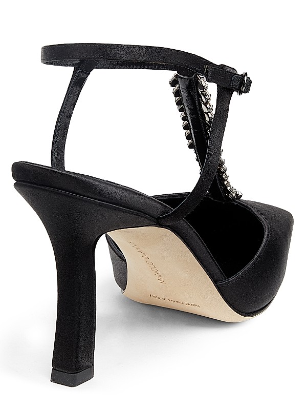 Sufik Satin Embellished T-Strap Pumps Full Size Image 5