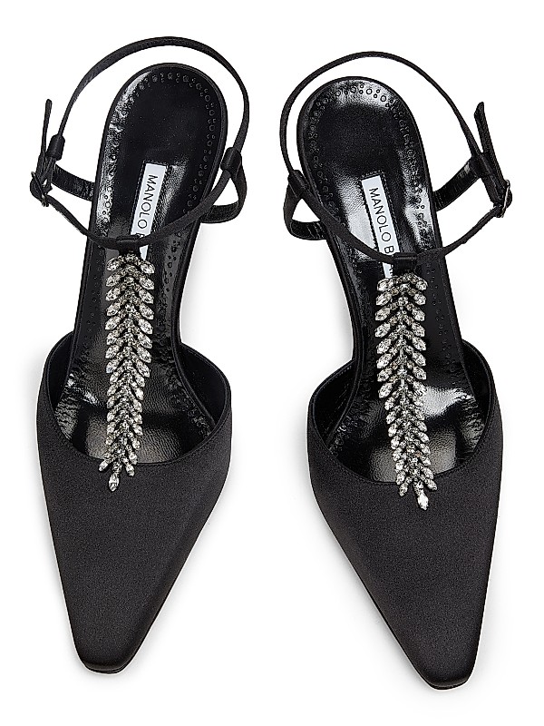 Sufik Satin Embellished T-Strap Pumps Full Size Image 2