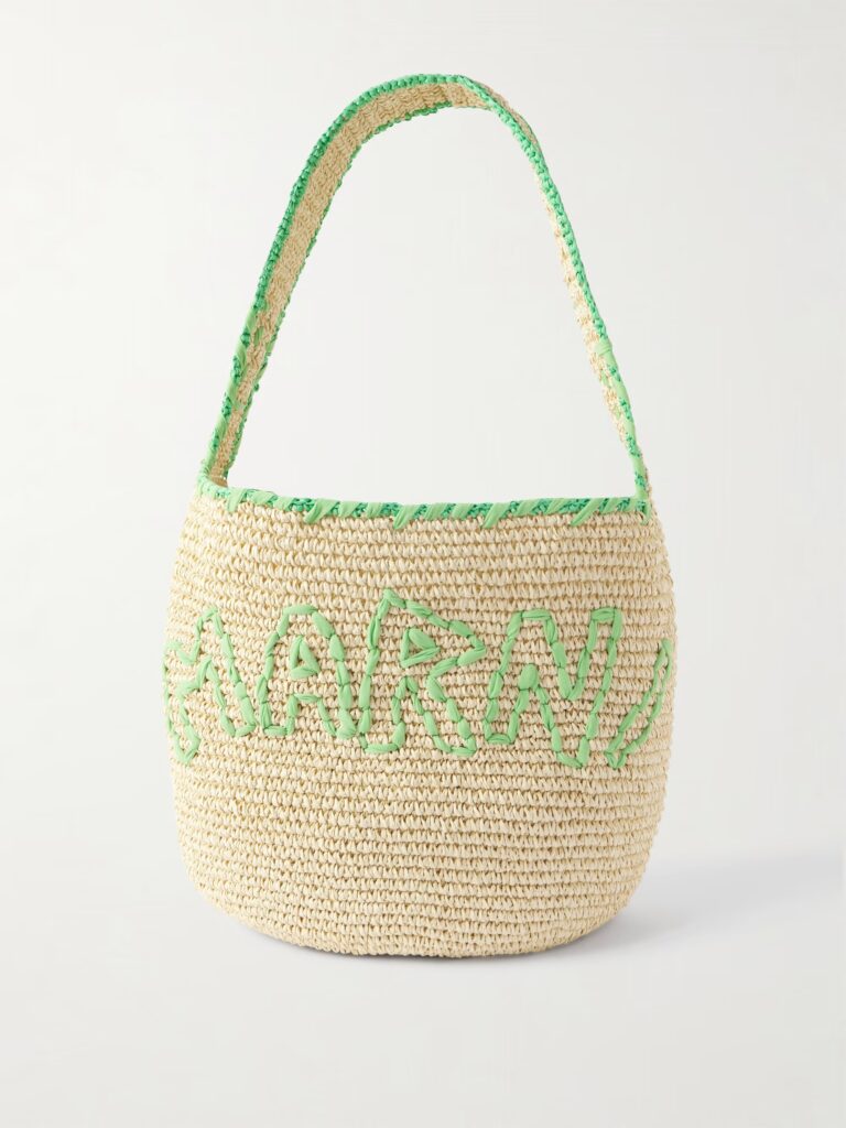 Embroidered Raffia Tote Full Size Image 1