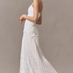 Norelle Strapless Lace Pleated Maxi Dress Thumbnail 3