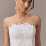 Norelle Strapless Lace Pleated Maxi Dress Thumbnail 2