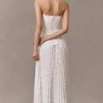 Norelle Strapless Lace Pleated Maxi Dress Thumbnail 4