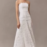 Norelle Strapless Lace Pleated Maxi Dress Thumbnail 1