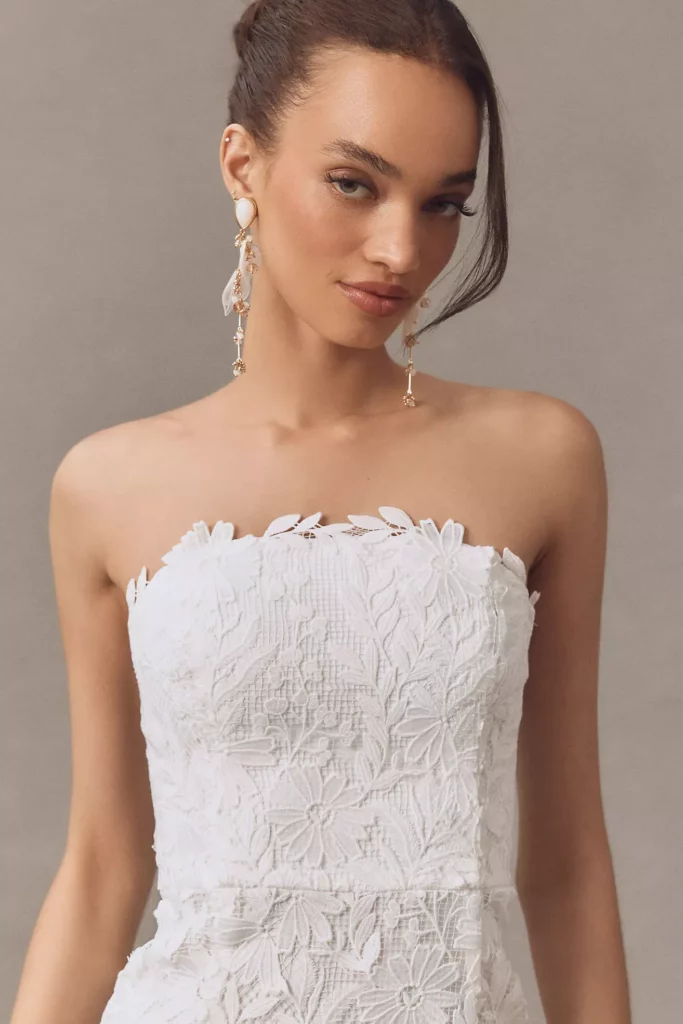 Norelle Strapless Lace Pleated Maxi Dress Full Size Image 2