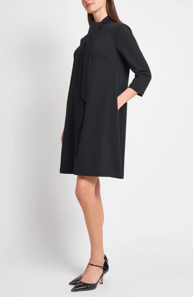 Bow Neck Stretch Deco Crepe Shift Top Full Size Image 2