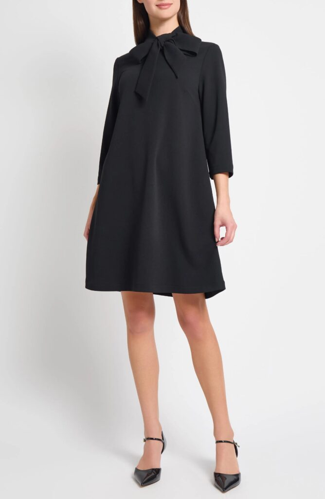 Bow Neck Stretch Deco Crepe Shift Top Full Size Image 1