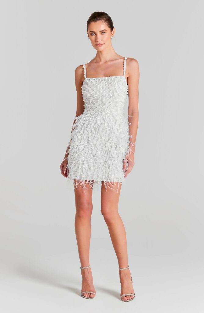 Carrie Feather & Bead Cocktail Minidress Full Size Image 5