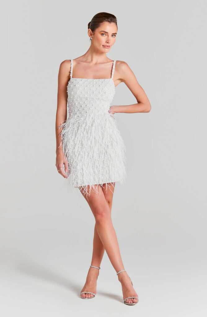 Carrie Feather & Bead Cocktail Minidress Full Size Image 1