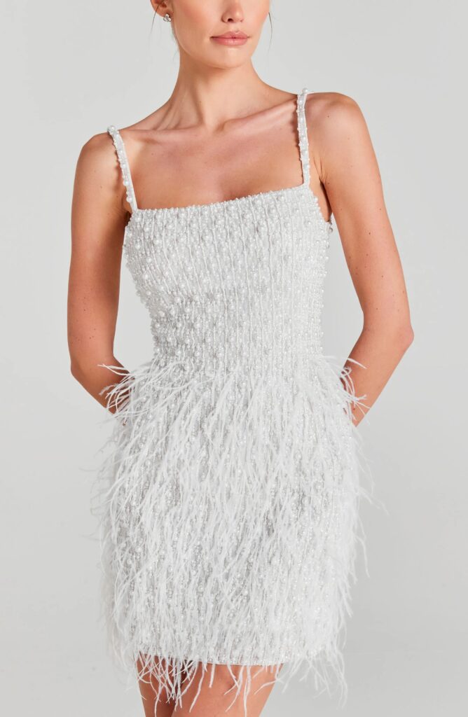 Carrie Feather & Bead Cocktail Minidress Full Size Image 4