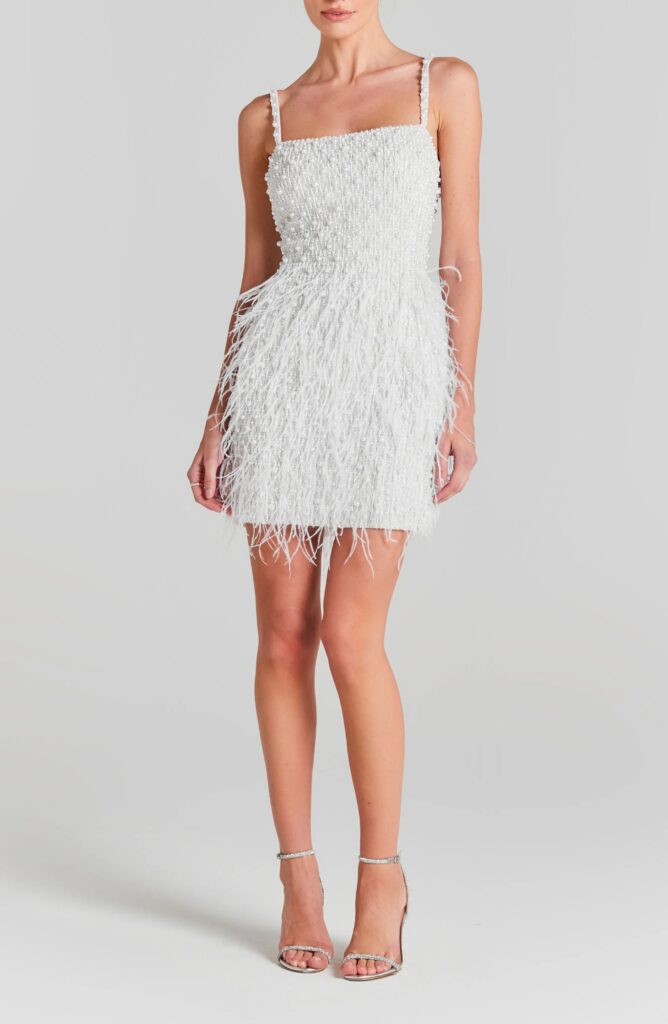 Carrie Feather & Bead Cocktail Minidress Full Size Image 2