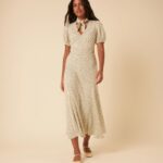 Ditsy Floral Tie Neck Sadie Midi Dress Thumbnail 1
