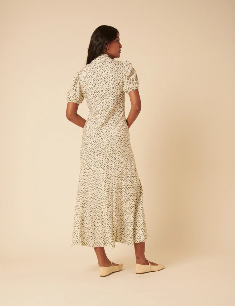 Ditsy Floral Tie Neck Sadie Midi Dress Full Size Image 2