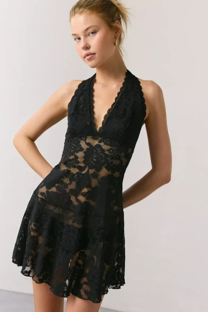 Jena Sheer Lace Halter Slip Full Size Image 3
