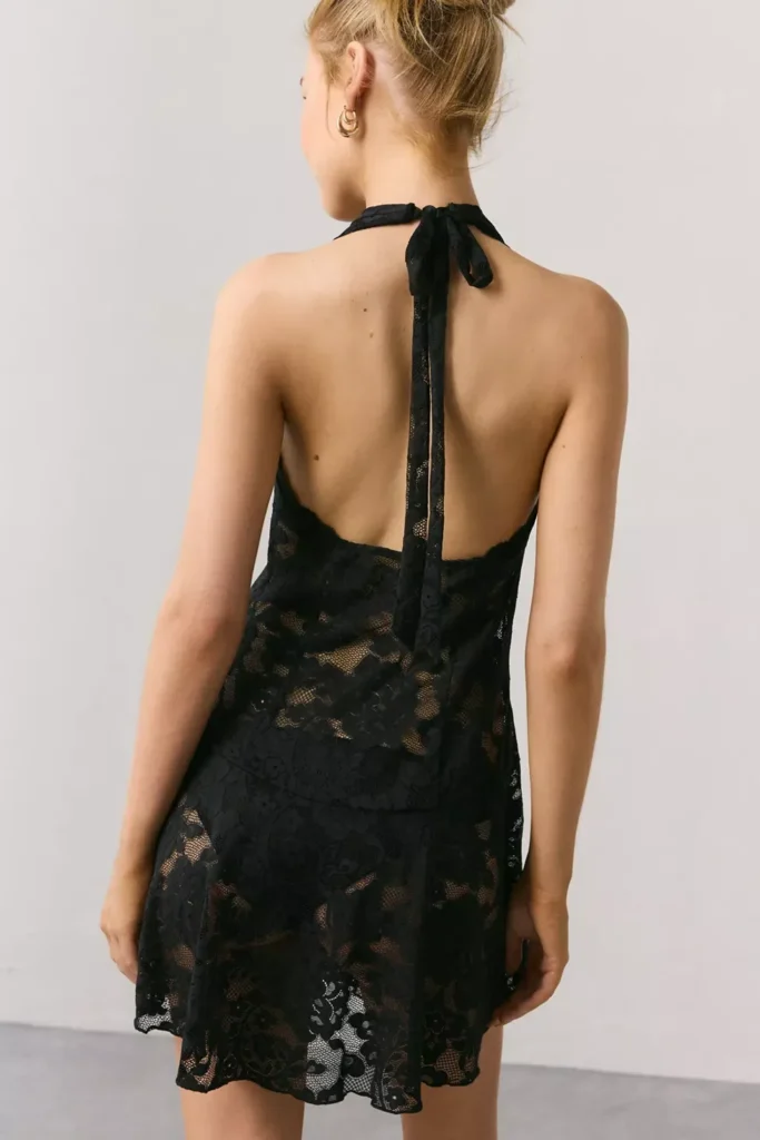 Jena Sheer Lace Halter Slip Full Size Image 2