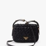 Brand-Embroidered Crochet and Leather Shoulder Bag Thumbnail 1