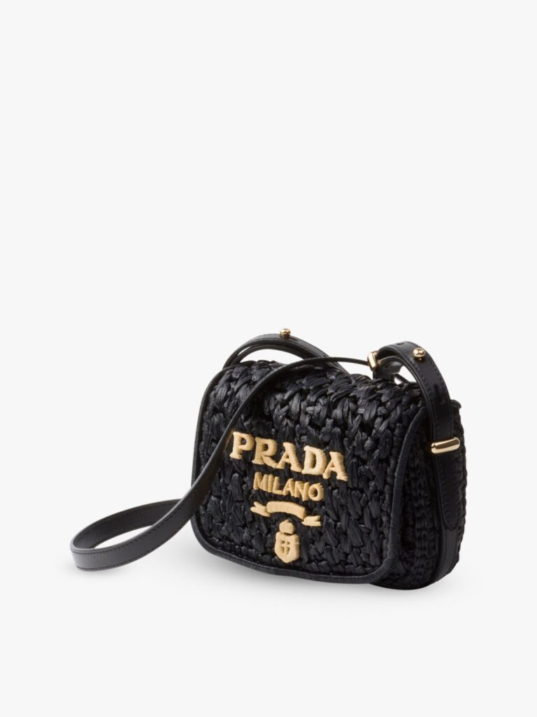 Brand-Embroidered Crochet and Leather Shoulder Bag Full Size Image 3