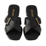 Leather Crisscross Slides with Buckle Thumbnail 2