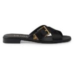 Leather Crisscross Slides with Buckle Thumbnail 1