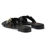 Leather Crisscross Slides with Buckle Thumbnail 3