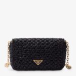 Logo-Plaque Raffia-Effect Woven Shoulder Bag Thumbnail 1