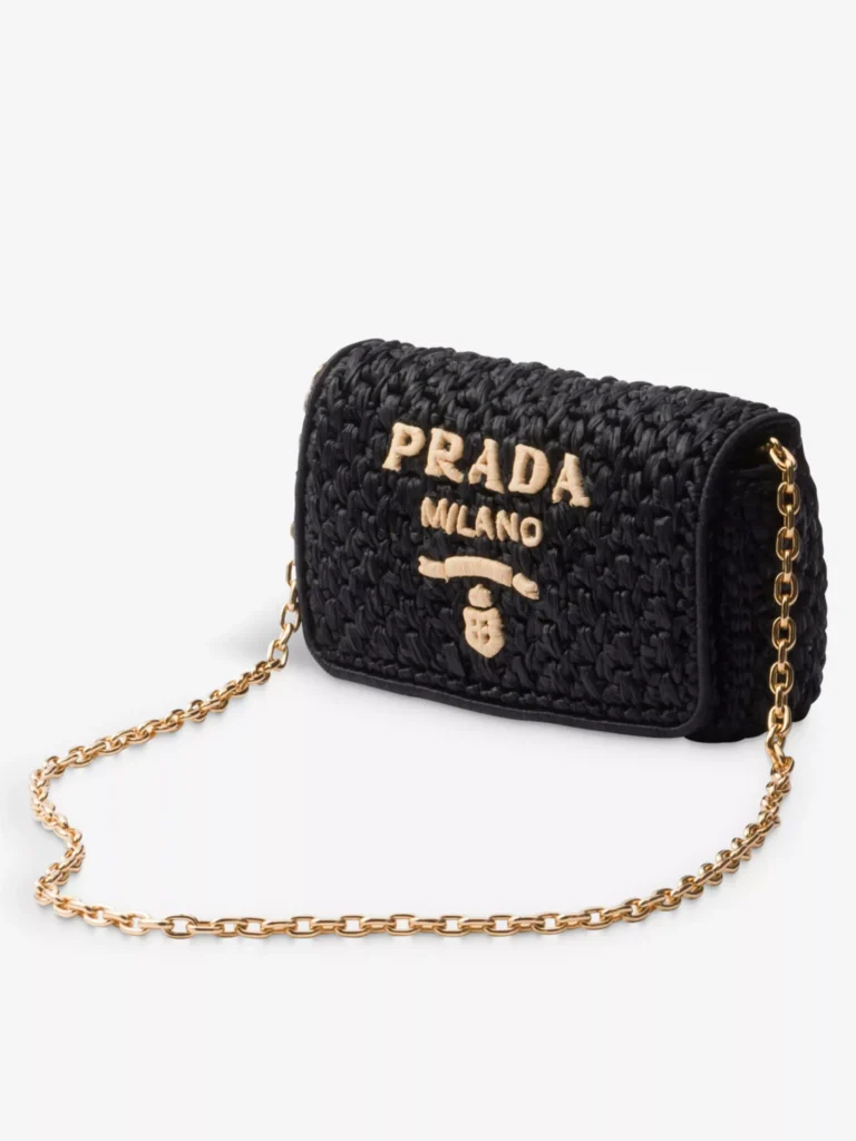 Logo-Plaque Raffia-Effect Woven Shoulder Bag Full Size Image 4