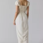 Linen Smocked Milkmaid Midi Dress Thumbnail 3
