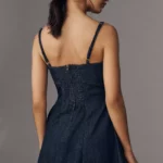 Aviana Sleeveless Sweetheart Denim A-Line Mini Dress Thumbnail 3