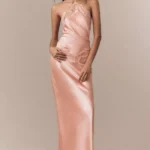 Everly Halter Lace-Trim Satin Maxi Dress Thumbnail 1