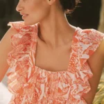 Cotton Flutter-Sleeve Midi Dress Thumbnail 4