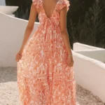 Cotton Flutter-Sleeve Midi Dress Thumbnail 3