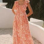 Cotton Flutter-Sleeve Midi Dress Thumbnail 1