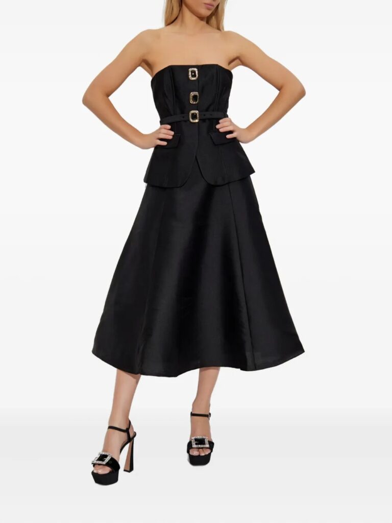 Belted Buckle-Detail Dress Full Size Image 2