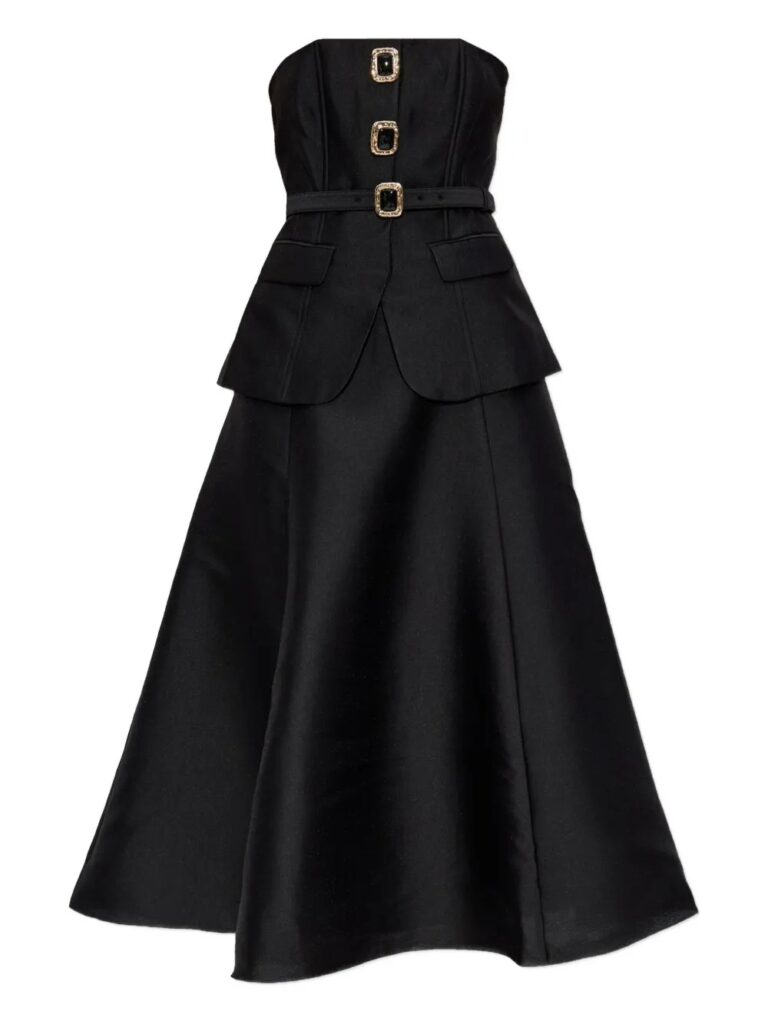 Belted Buckle-Detail Dress Full Size Image 3