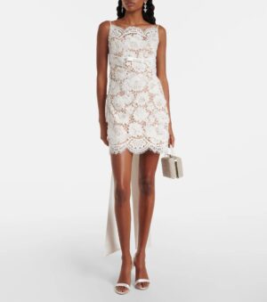 SELF-PORTRAIT Bow-Detail Lace Minidress