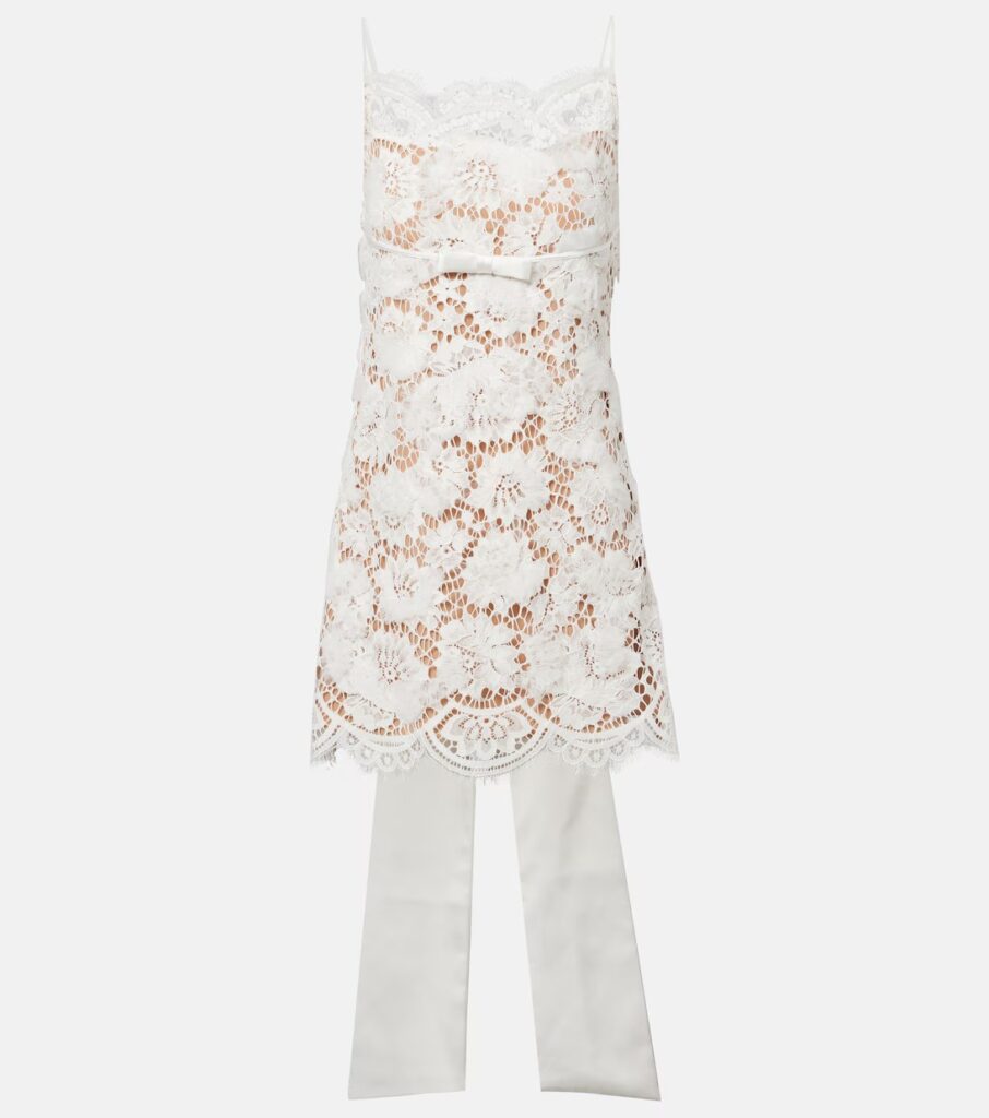 Bow-Detail Lace Minidress Full Size Image 2