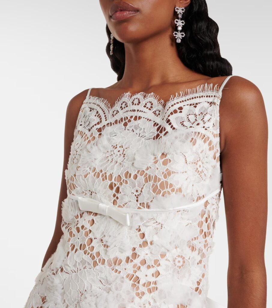 Bow-Detail Lace Minidress Full Size Image 3