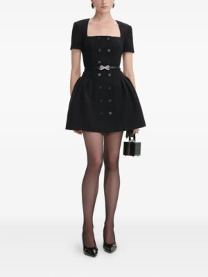SELF-PORTRAIT Double-Breasted Short-Sleeves Mini Dress