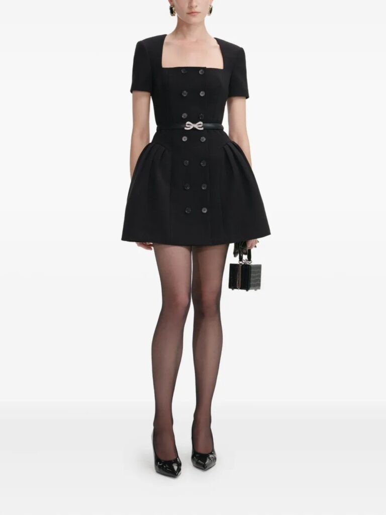 Double-Breasted Short-Sleeves Mini Dress Full Size Image 1