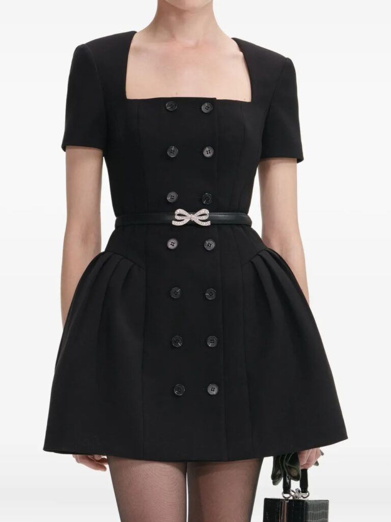 Double-Breasted Short-Sleeves Mini Dress Full Size Image 3