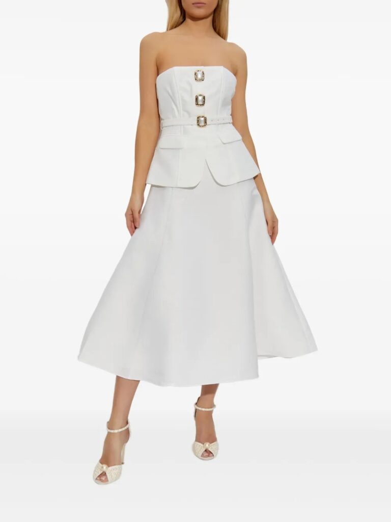 Pearl-Button Midi Dress Full Size Image 4