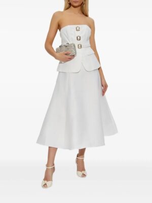 SELF-PORTRAIT Pearl-Button Midi Dress