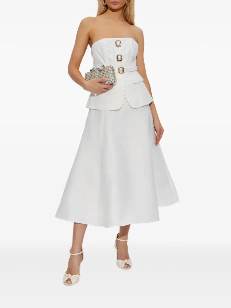 Pearl-Button Midi Dress Full Size Image 1