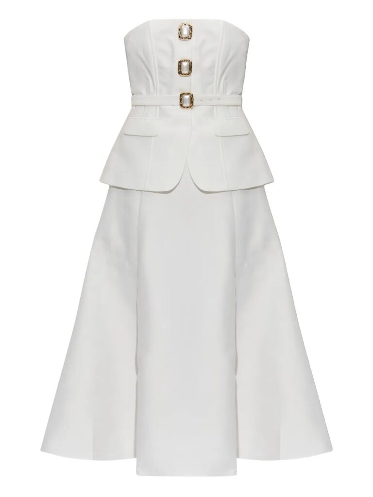 Pearl-Button Midi Dress Full Size Image 2