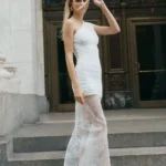 Martine Lace Gathered One-Shoulder Maxi Dress Thumbnail 2